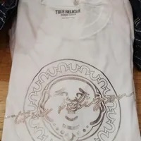 [S] TRUE RELIGION CRYSTAL BUDDHA SLIM CREW TEE,OPTIC WHITE, 205677-OPTIC WHITE, FINAL SALE (STR270)