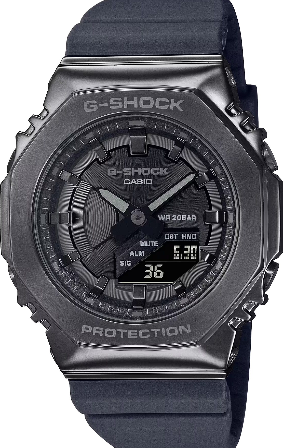萬年鐘錶 - G-SHOCK 縮小版不鏽鋼錶殼八角錶殼電子錶  GM-S2100B-8A  錶徑 : 45.9 mm