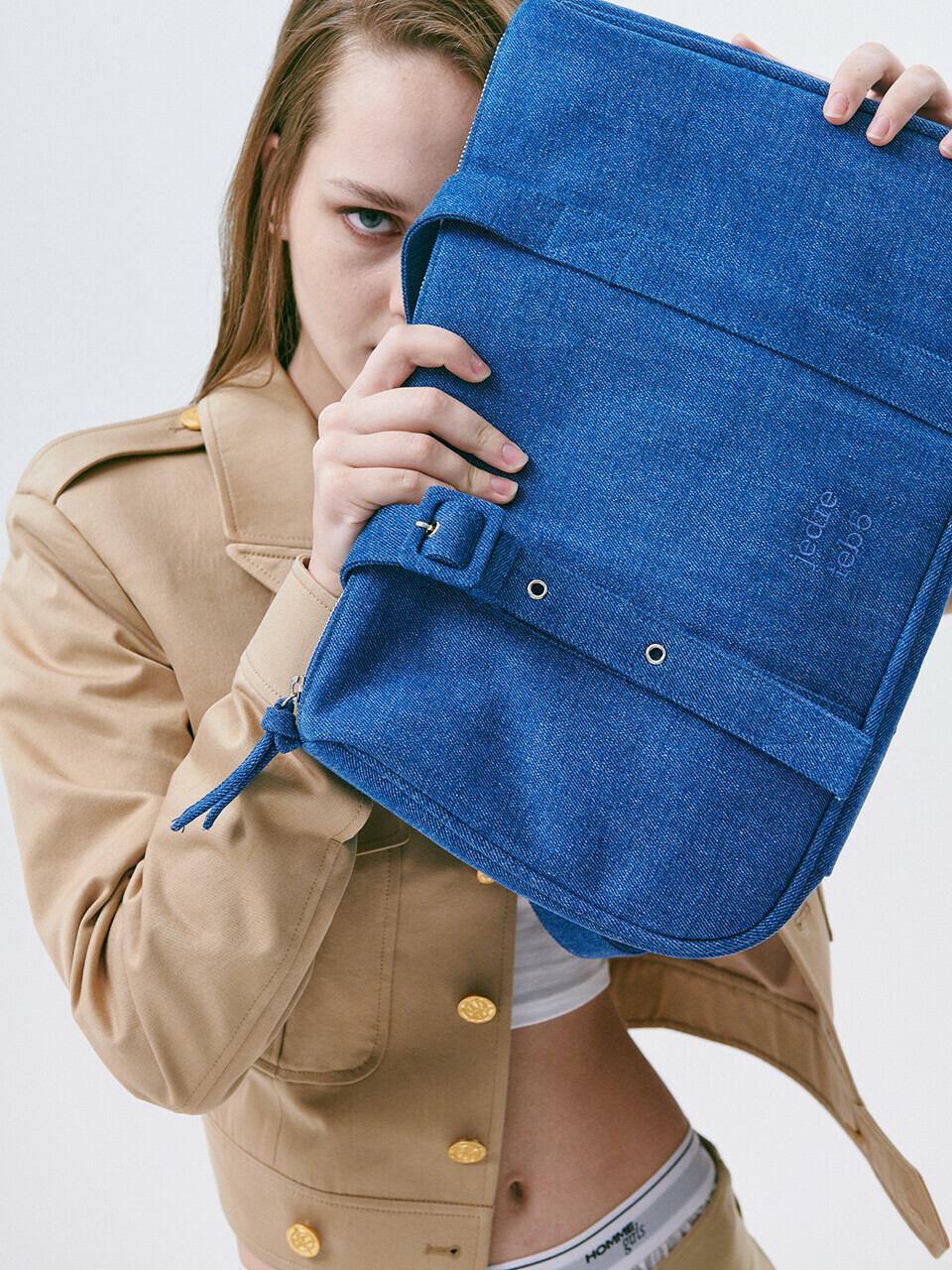 ☆JEDREFEB5☆ Slant Large Shoulder Bag Blue SHOP - SHOP - JEDREFEB5