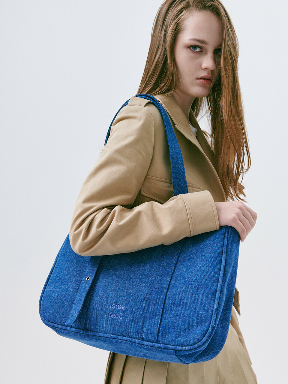 ☆JEDREFEB5☆ Slant Large Shoulder Bag Blue SHOP - SHOP - JEDREFEB5