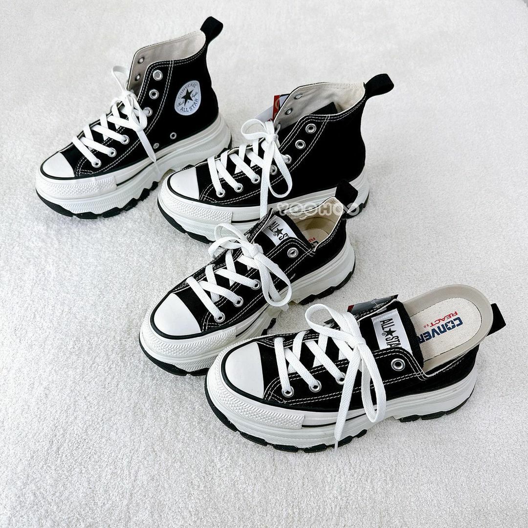 現貨，高筒25CM┃日本 CONVERSE ALL STAR Ⓡ TREKWAVE 黑底 帆布 厚底 黑色