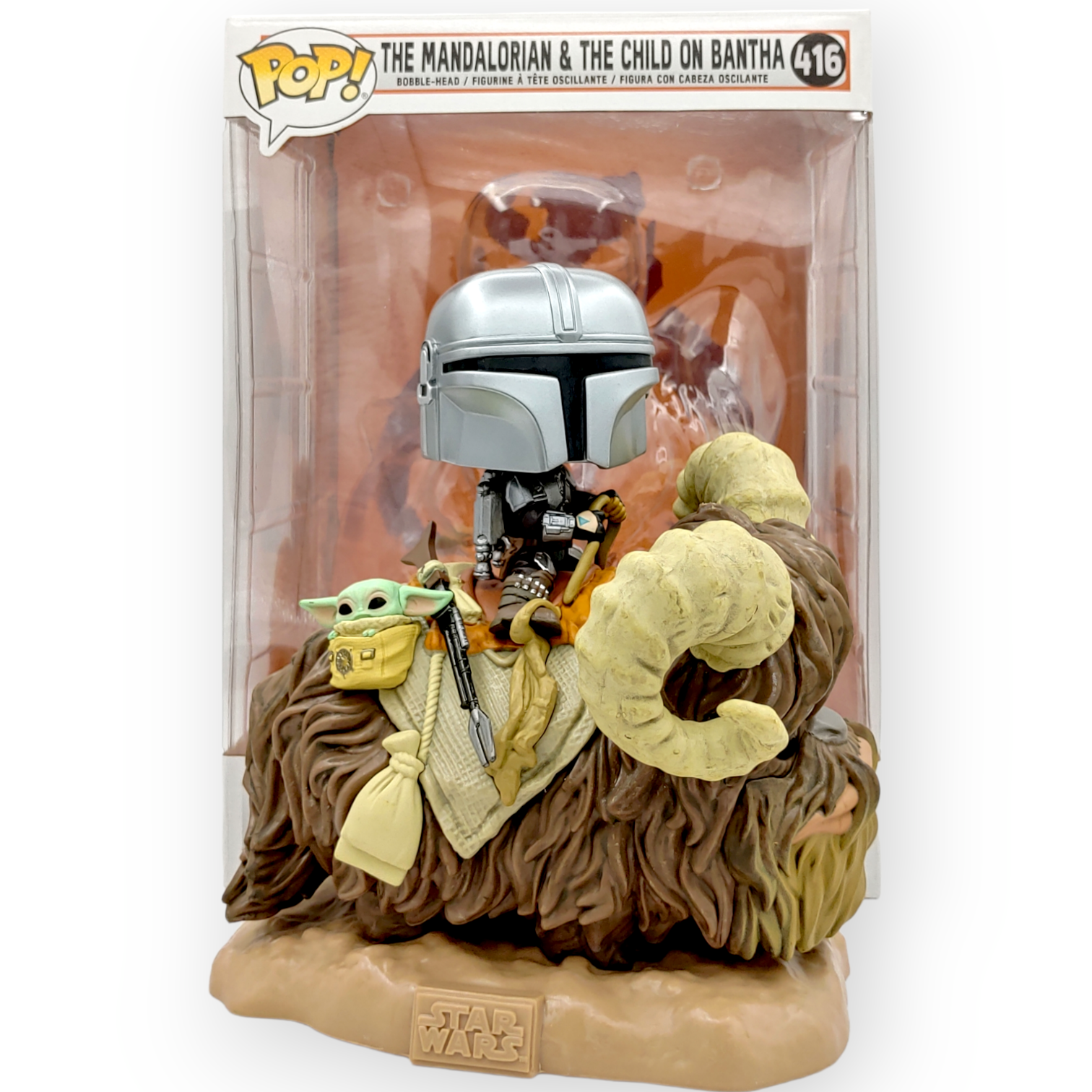 FUNKO POP<星球大戰-曼達洛人>曼達洛人與尤達BB騎班薩-NO.416