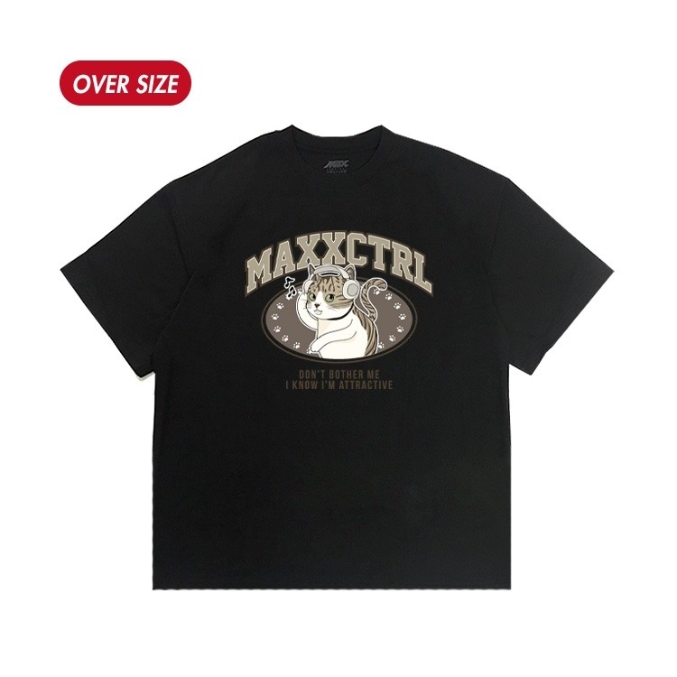 MAXXC 戴耳機的貓短T-黑