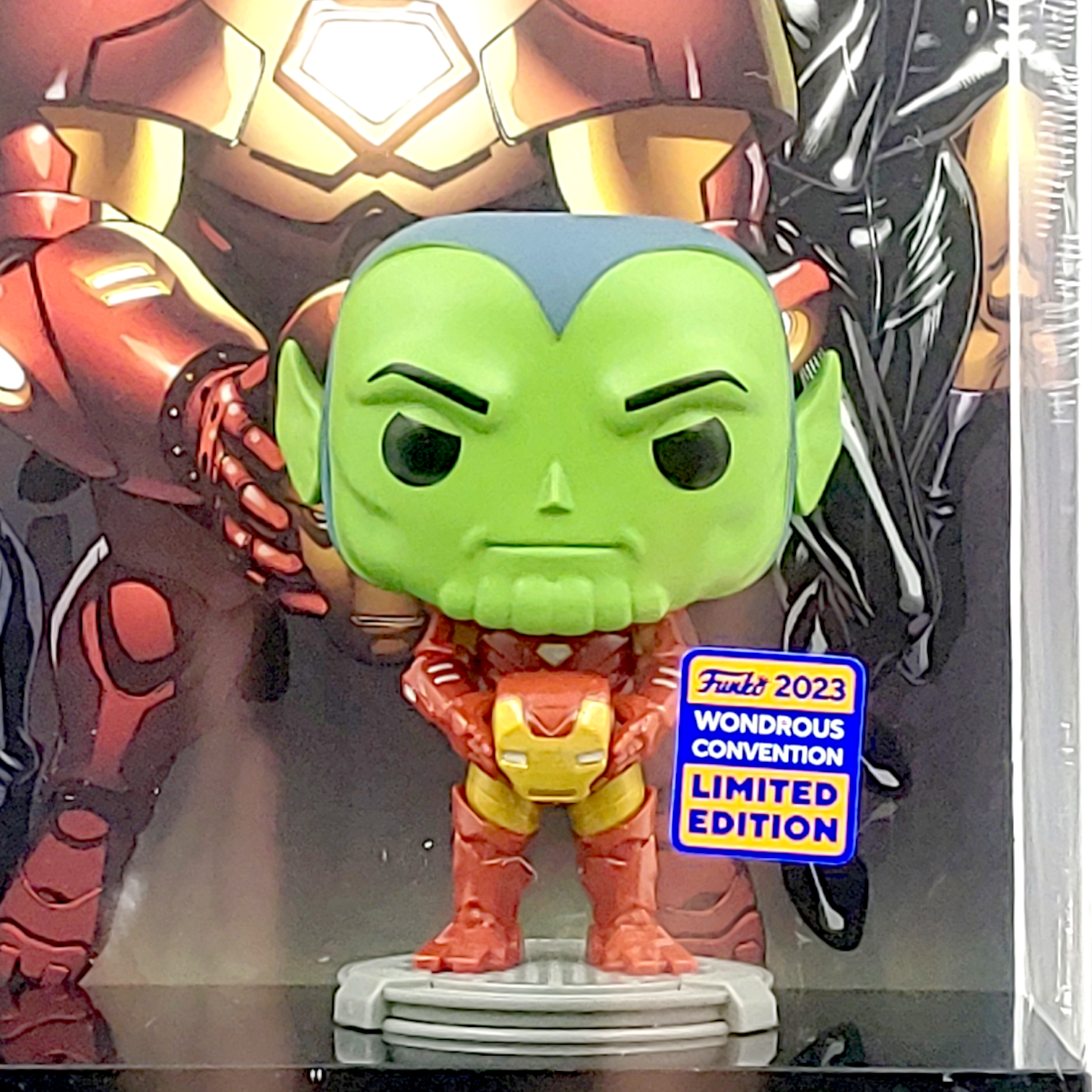 FUNKO POP<MARVEL>斯克魯爾人_Iron Man(漫畫背景陳列盒)-No.16