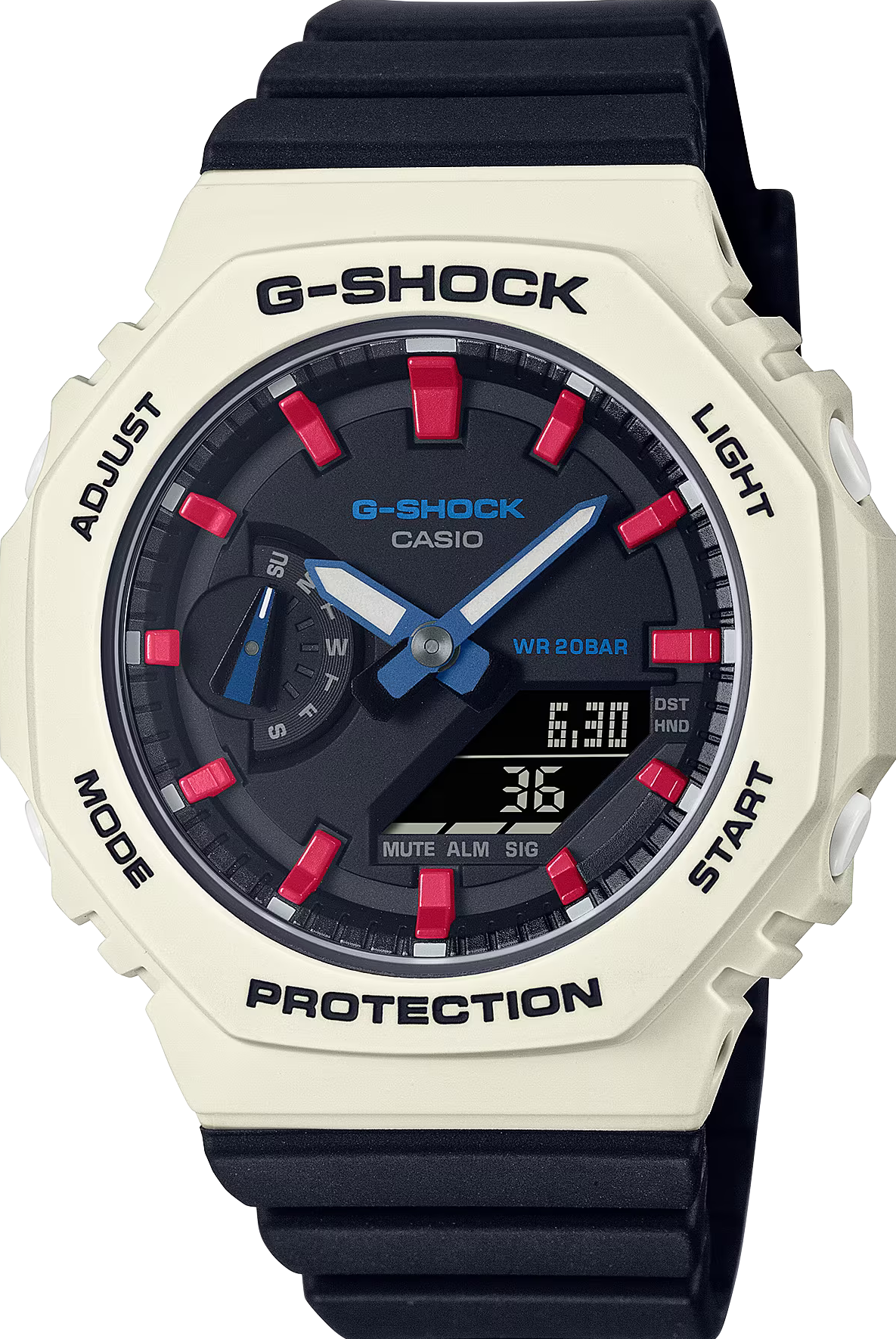 萬年鐘錶 - G-SHOCK  縮小版時尚經典八角錶殼電子錶 GMA-S2100WT-7A2 錶徑 : 42.9 mm