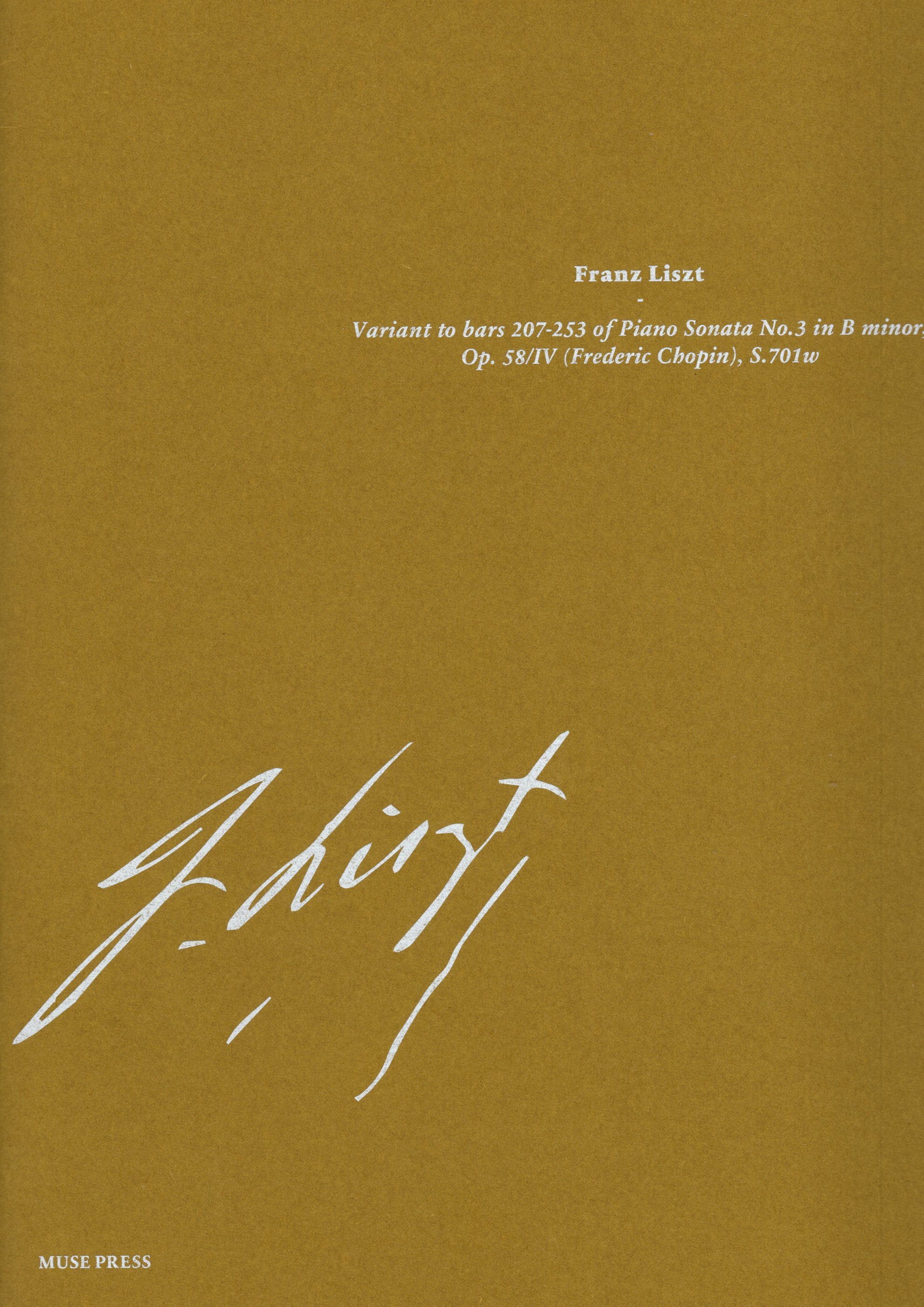 《Liszt：Variant to bars 207-253 of Piano Sonata No.3 in B minor Op.58/IV (Fredric Chopin) S.701w》