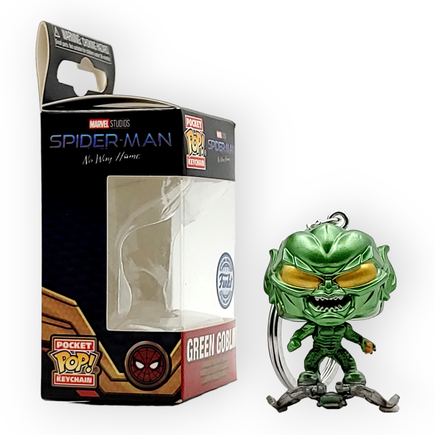 FUNKO POP<蜘蛛俠-不戰無歸>綠魔(金屬色)鎖匙扣