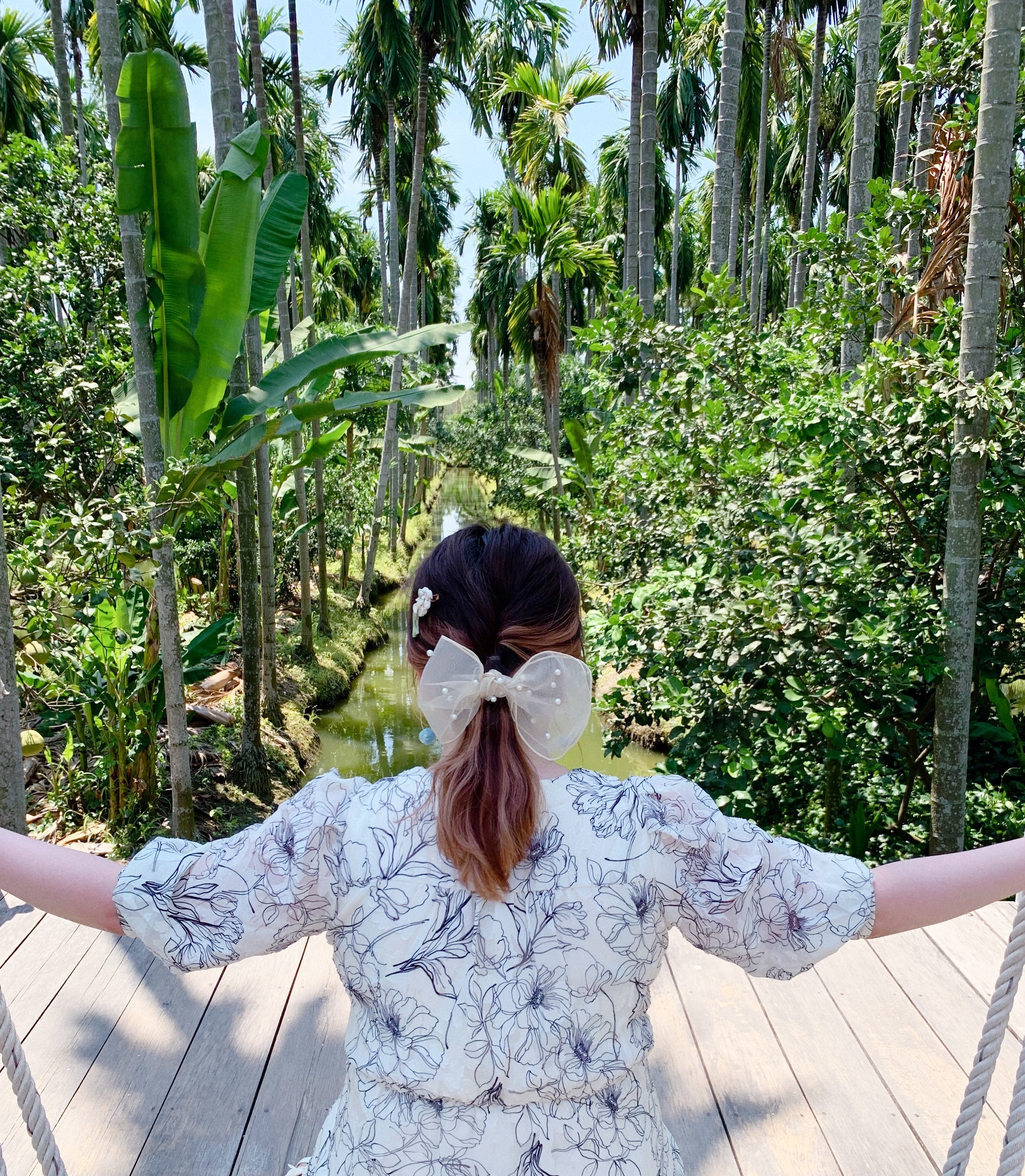 [日本制] 網紗珍珠蝴蝶結髮圈扣