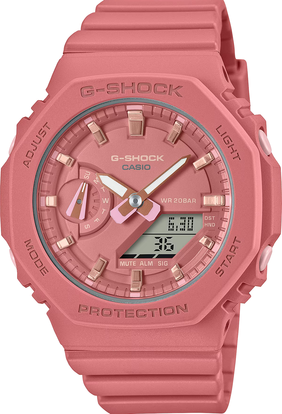 萬年鐘錶 - G-SHOCK  縮小版時尚經典八角錶殼電子錶 GMA-S2100-4A2  錶徑 : 42.9 mm