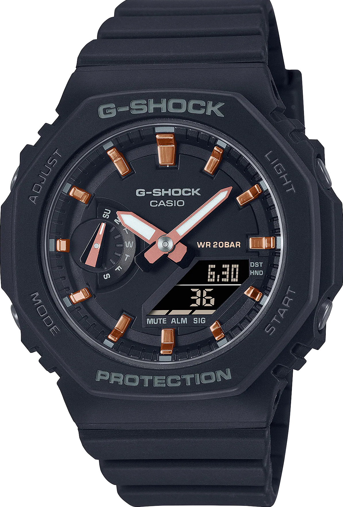 萬年鐘錶 - G-SHOCK  縮小版時尚經典八角錶殼電子錶 GMA-S2100-1A  錶徑 : 42.9 mm