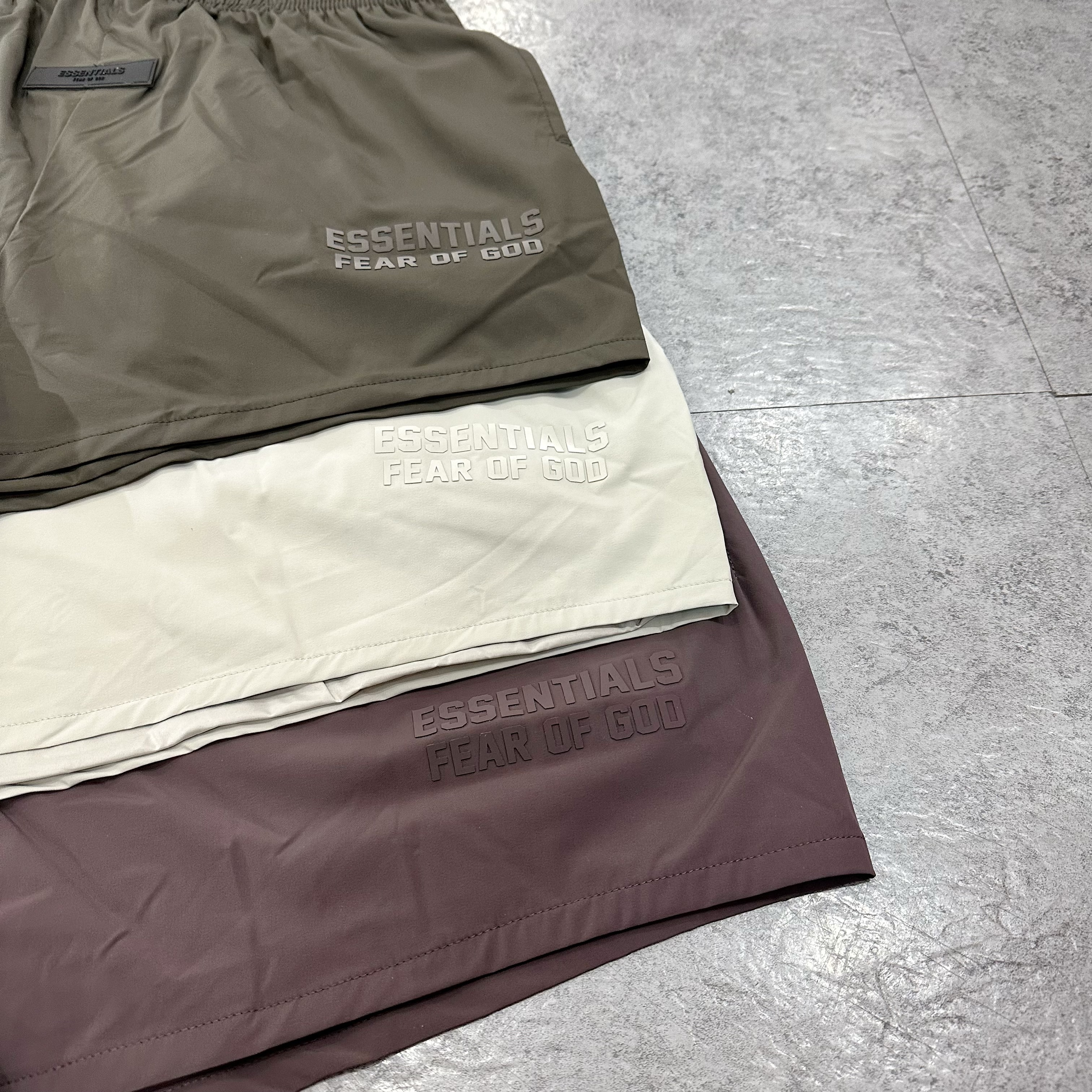 Fear Of God Essentials Nylon Shorts  Off Black/Seal/Plum
