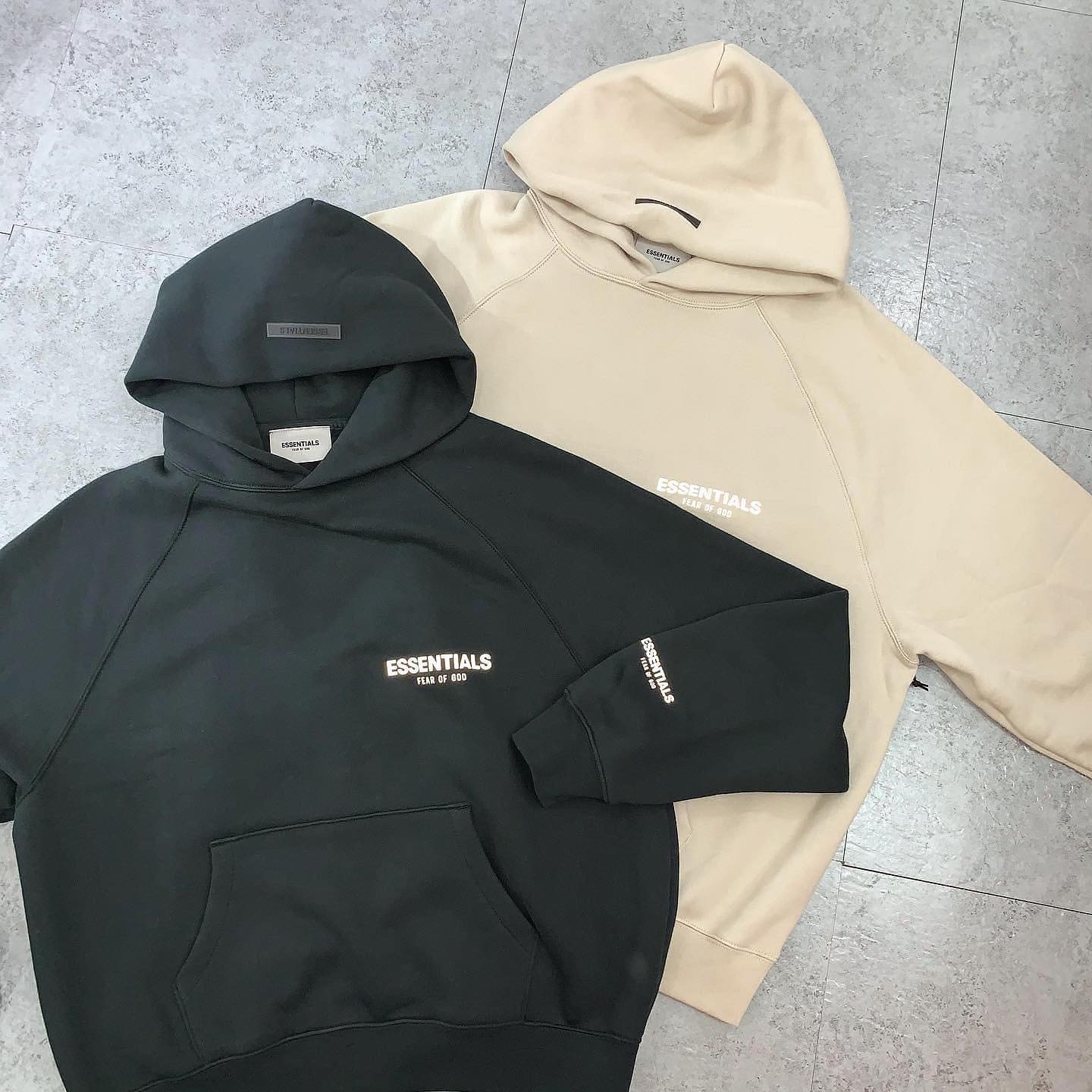 Fear of God Essentials Core Collection Pullover Hoodie 反光logo BLACK