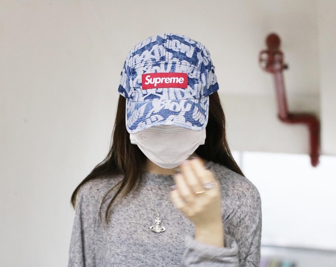 Supreme Fat Tip Jacquard Denim Camp Cap Black/Blue