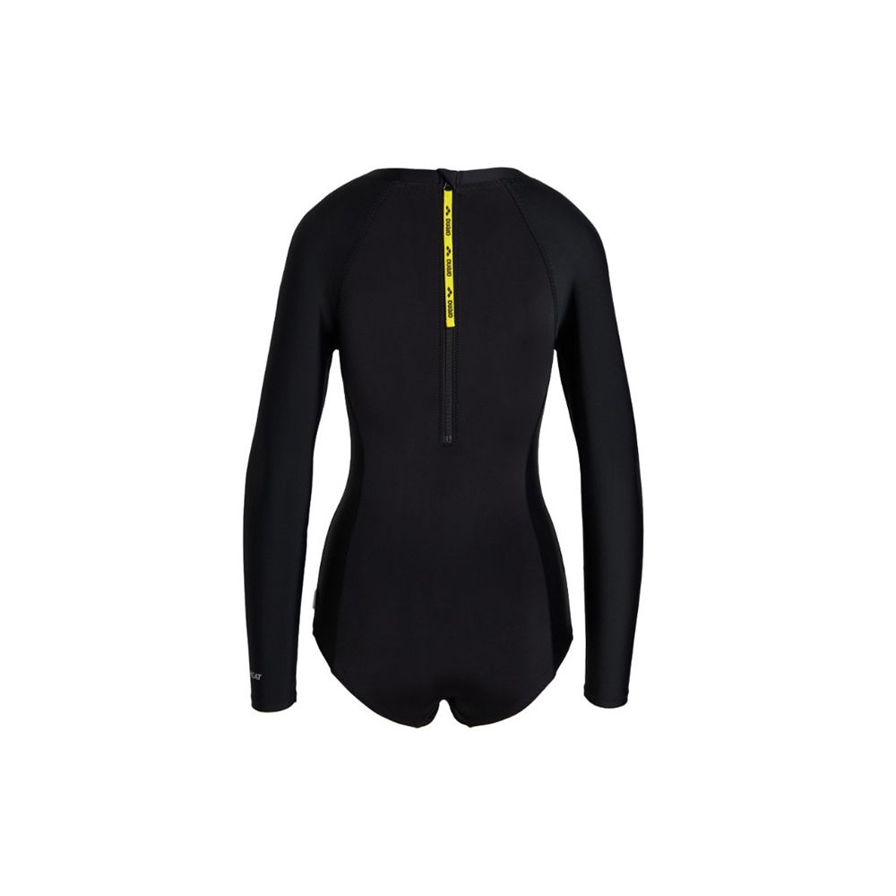 女士 BLACK LABEL 加厚長袖連身泳衣 - 黑