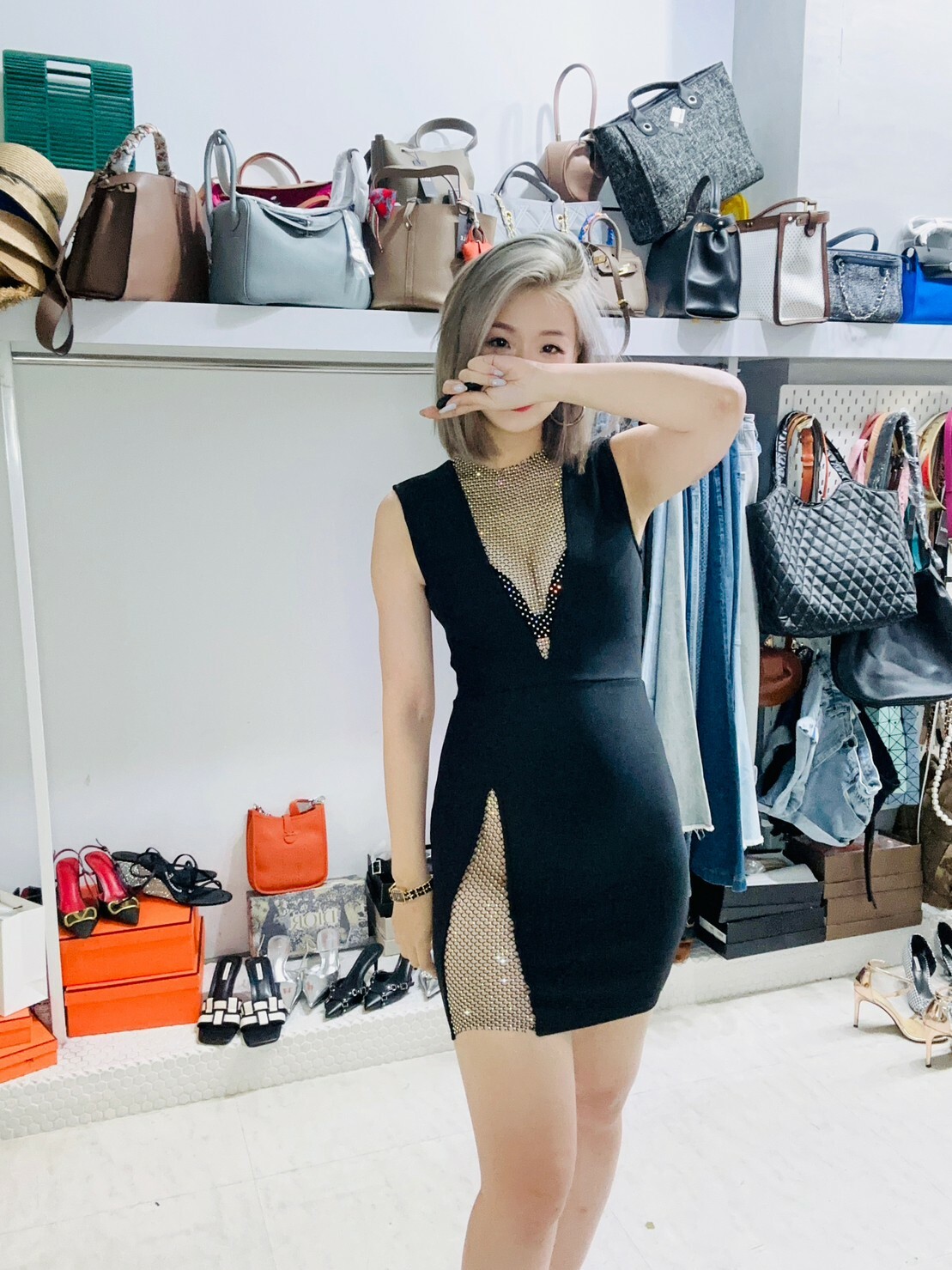 水鑽繃帶洋裝(藍/白/黑/紅)