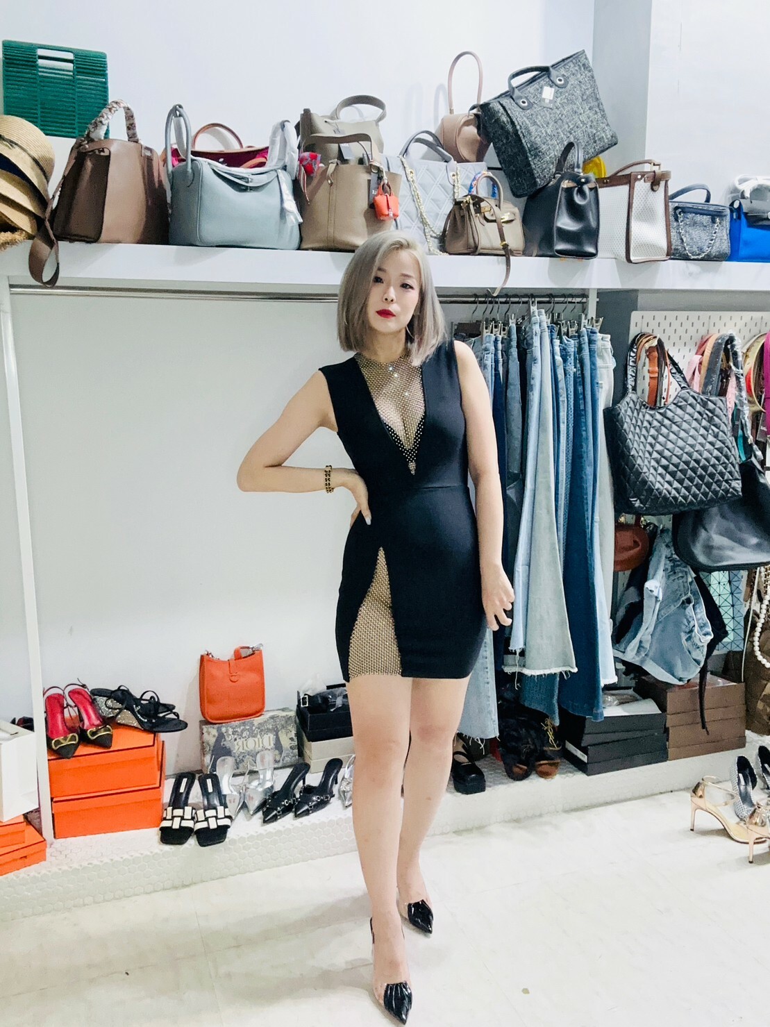 水鑽繃帶洋裝(藍/白/黑/紅)