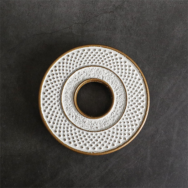 【岩鑄】丸型玉珠 鑄鐵壺墊-金麻色 小