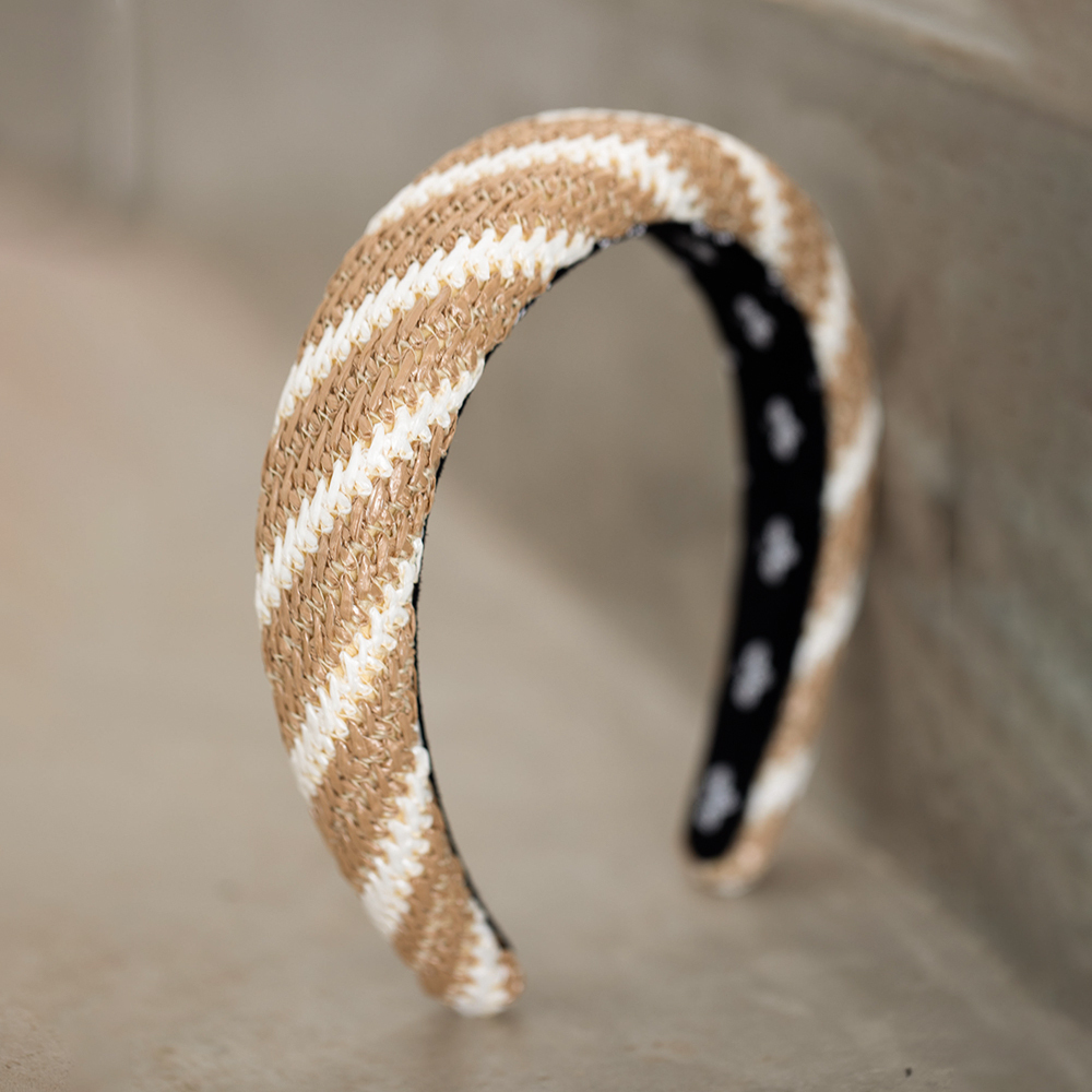 L. ERICKSON 草編寬版厚髮箍〈象牙白/焦糖色〉