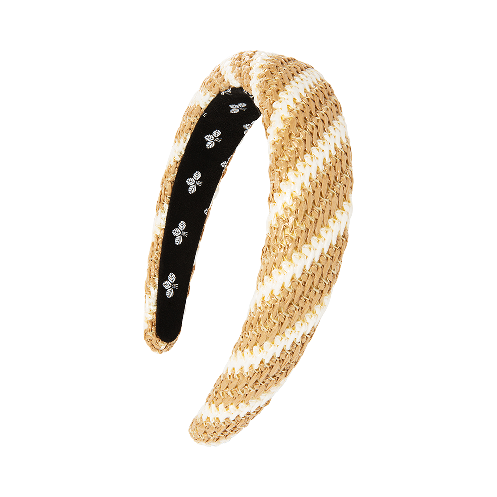 L. ERICKSON 草編寬版厚髮箍〈象牙白/焦糖色〉