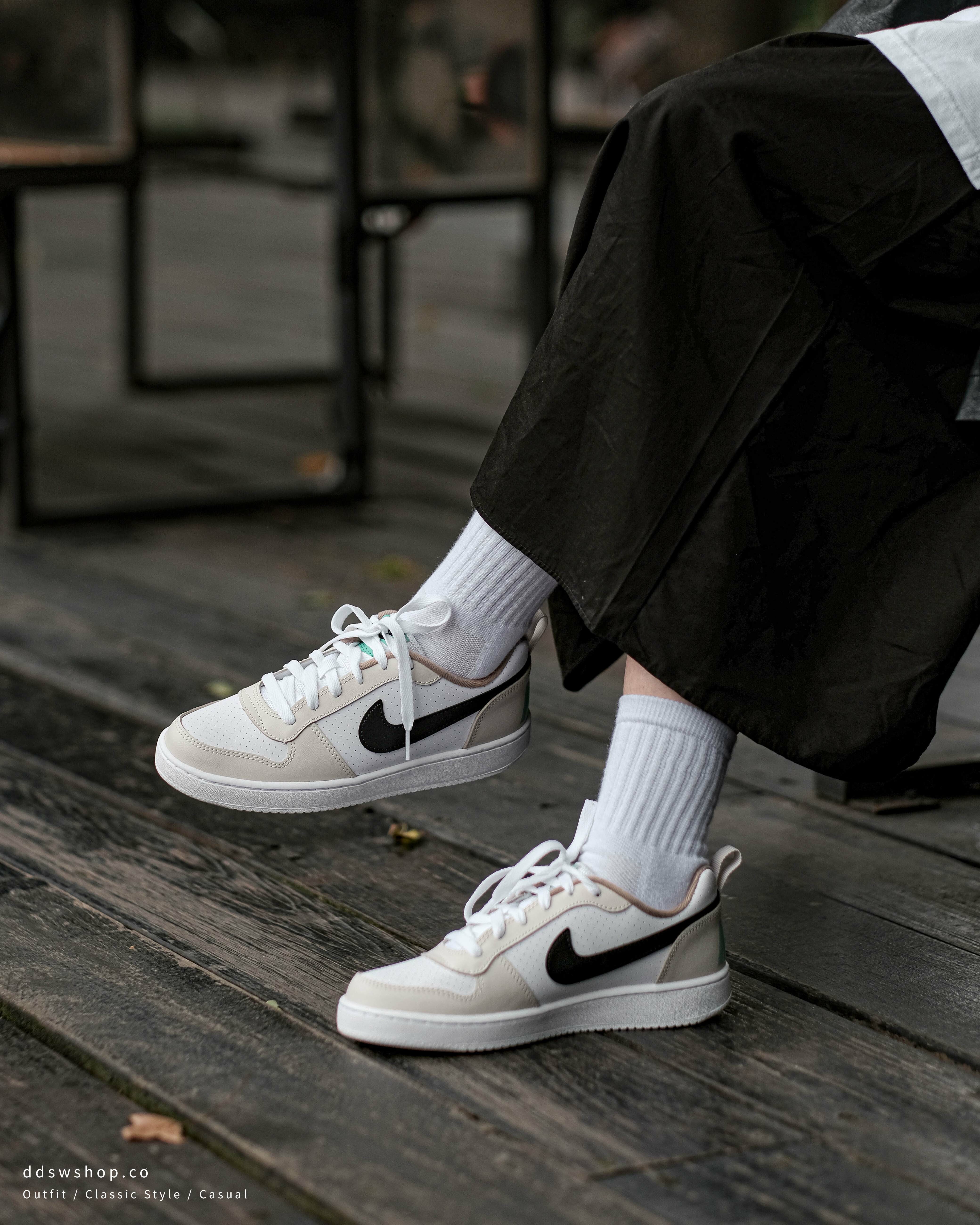 Nike Court Borough Low (GS) 珍珠奶茶 米杏 黑勾 DZ2783-101