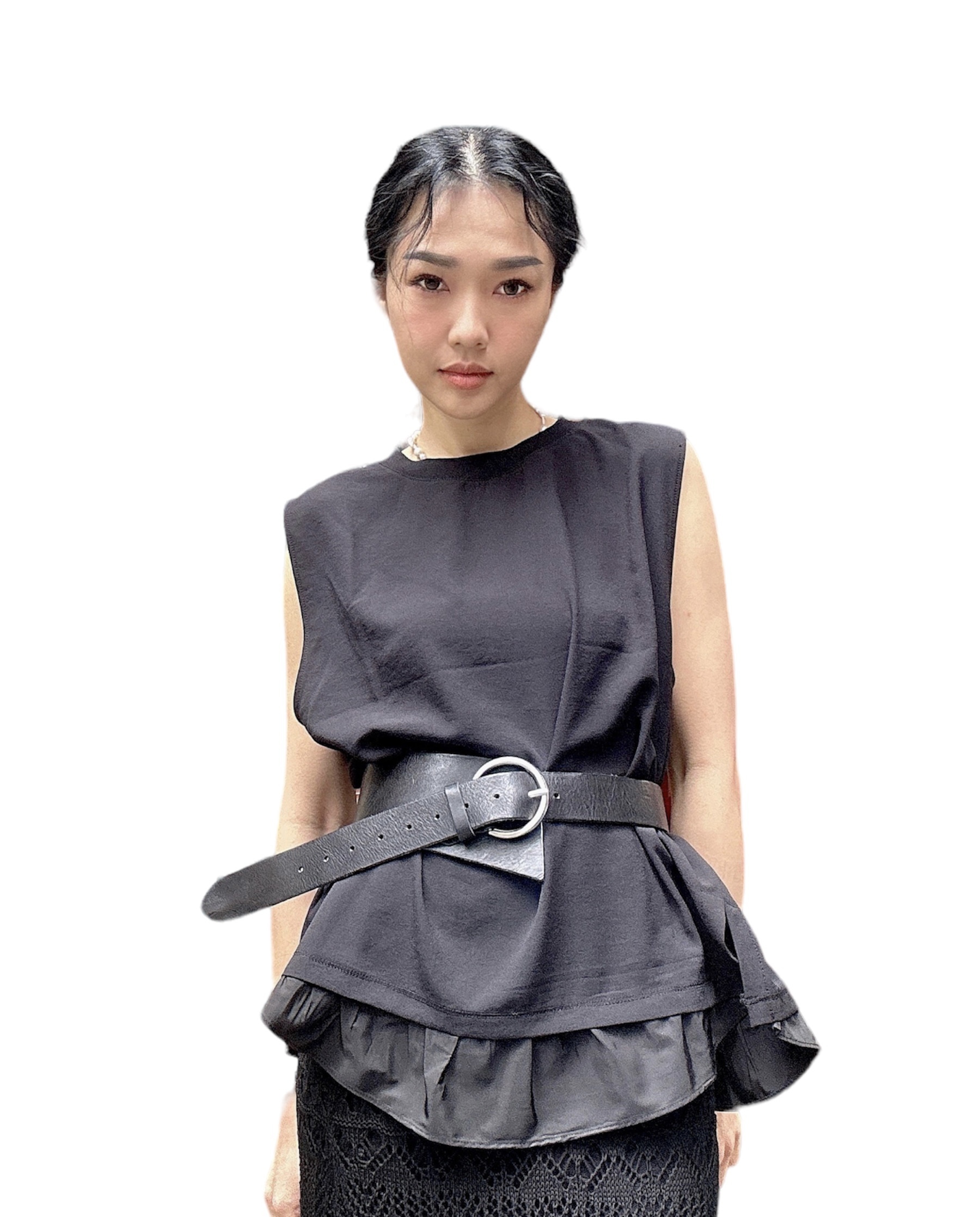 Ruffle邊彈性鬆身背心 (現貨款式）