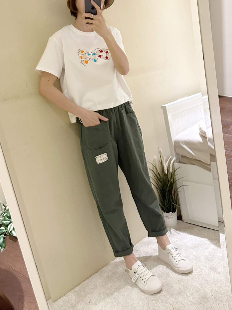 布標貼袋日系休閒褲 ⚡️搶現貨 ⚡️