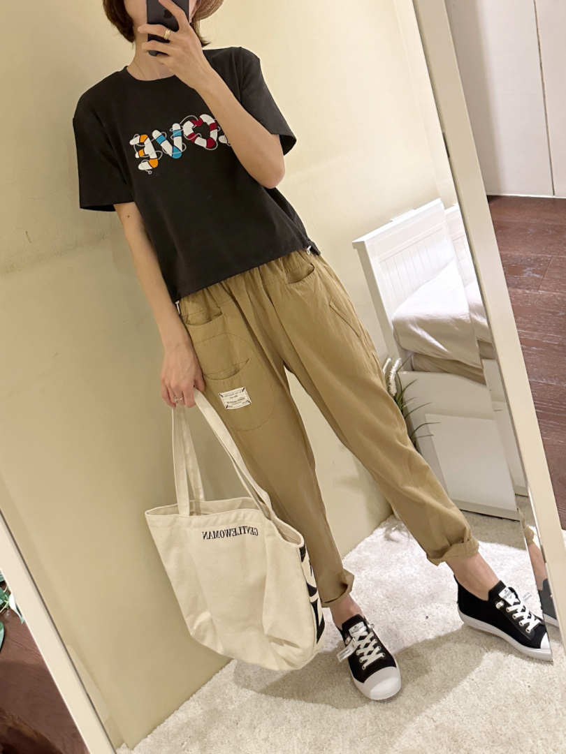 Hi Sisters 愛自己女裝 |布標貼袋日系休閒褲