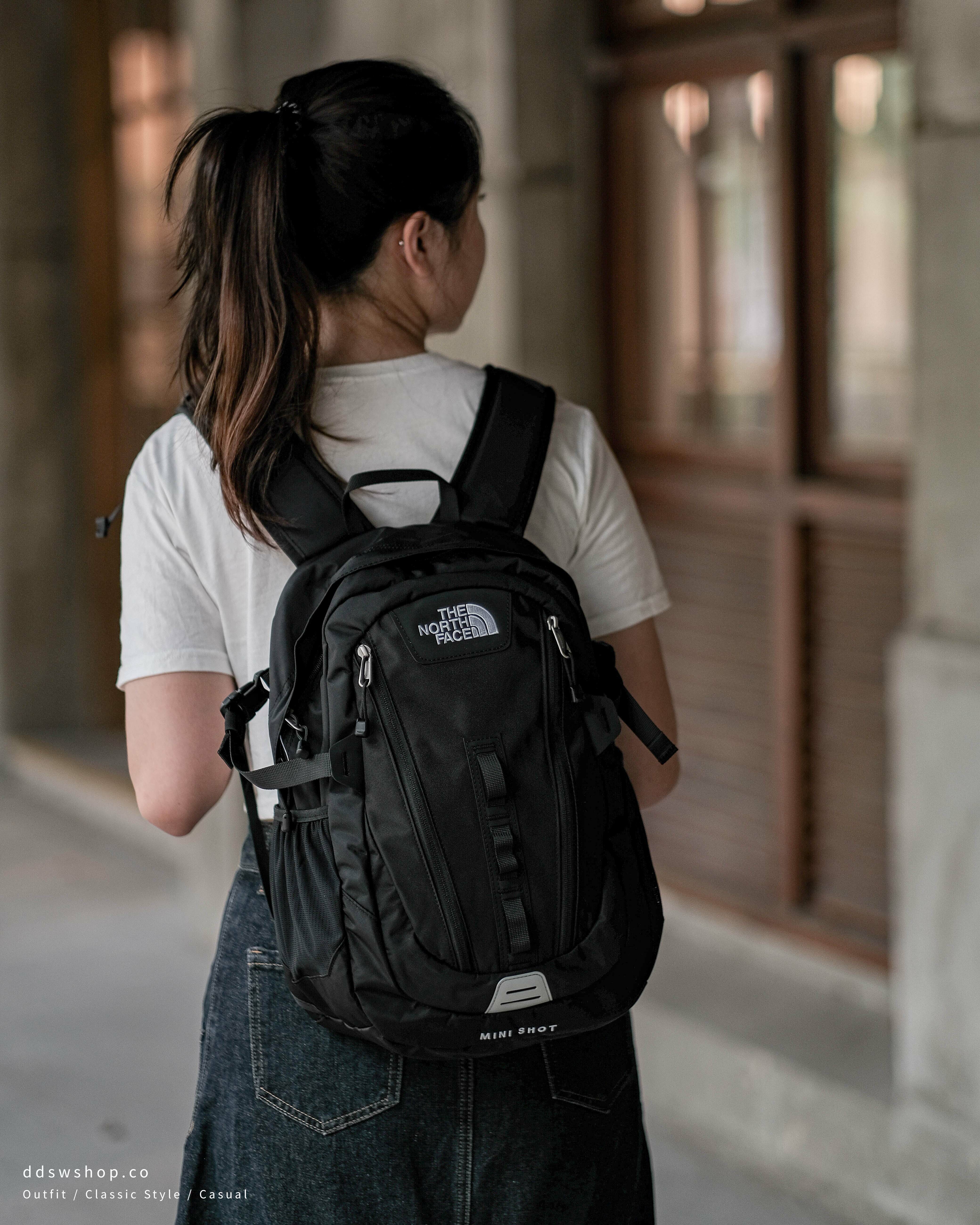 The North Face Backpack 後背包機能防潑水黑色小大雙層