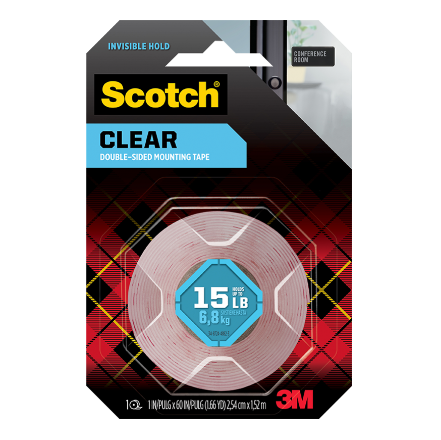 3M 思高® 410S 強力雙面透明膠帶(1" X 60")