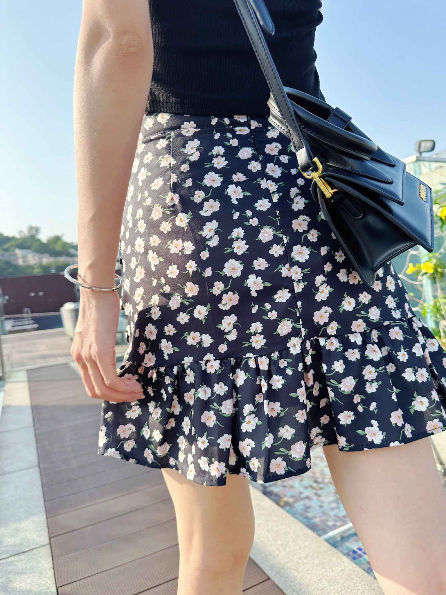 Flower Print Smocked Mini Skirt_SK235L19