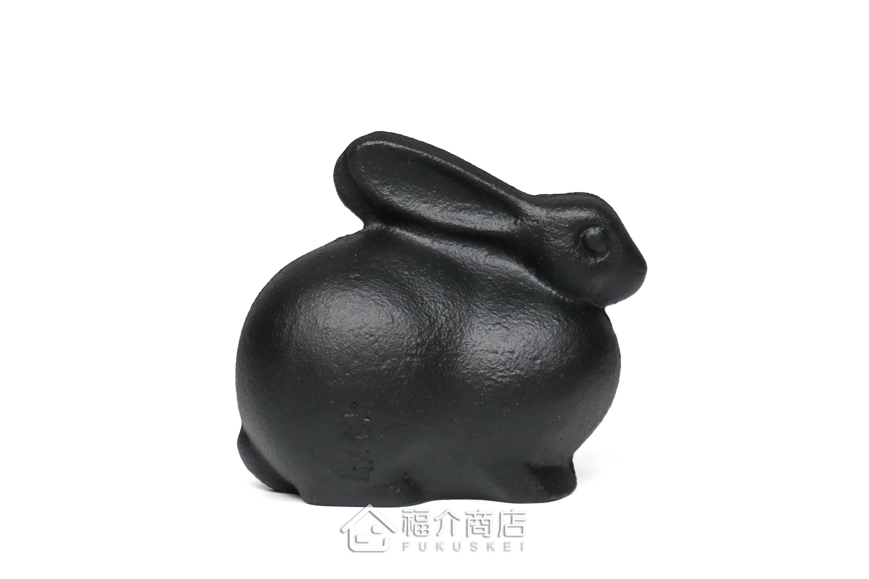 黑色的兔子造型鑄鐵製文鎮