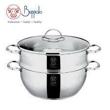 BUFFALO 牛頭牌 PRO COOK 6L 不銹鋼加厚底萬用鍋配蒸籠連玻璃蓋 (34328S)