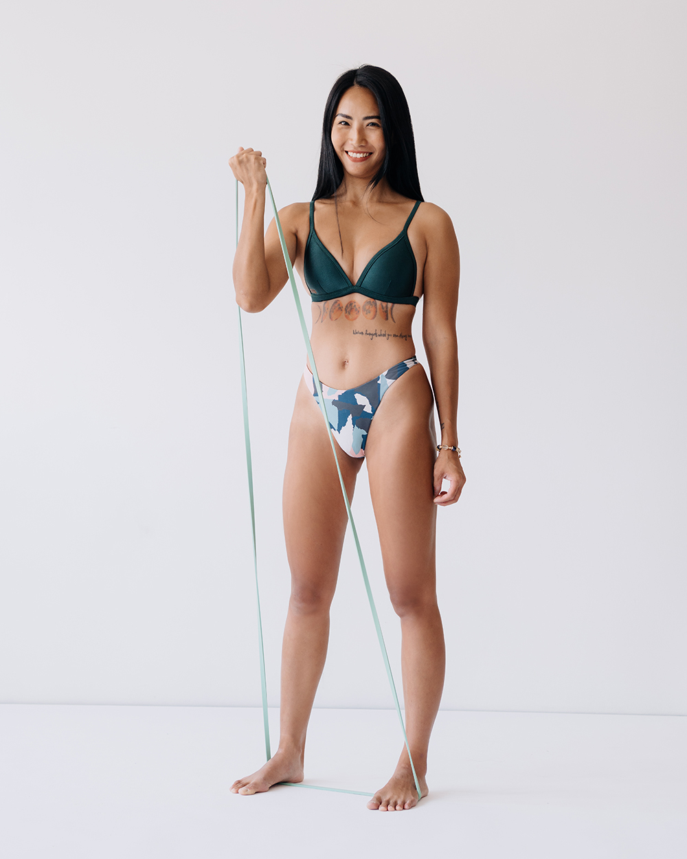 【絲光深綠+迷彩】VVE 雙面丁丁泳褲