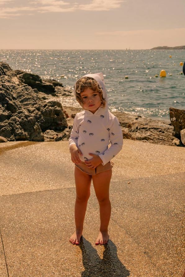 STUDIO BOHEME PARIS 小精靈防曬上衣 JANEIRO ANTI-UV LONG-SLEEVED HOODED T-SHIRT-White puffer fish 河豚印花