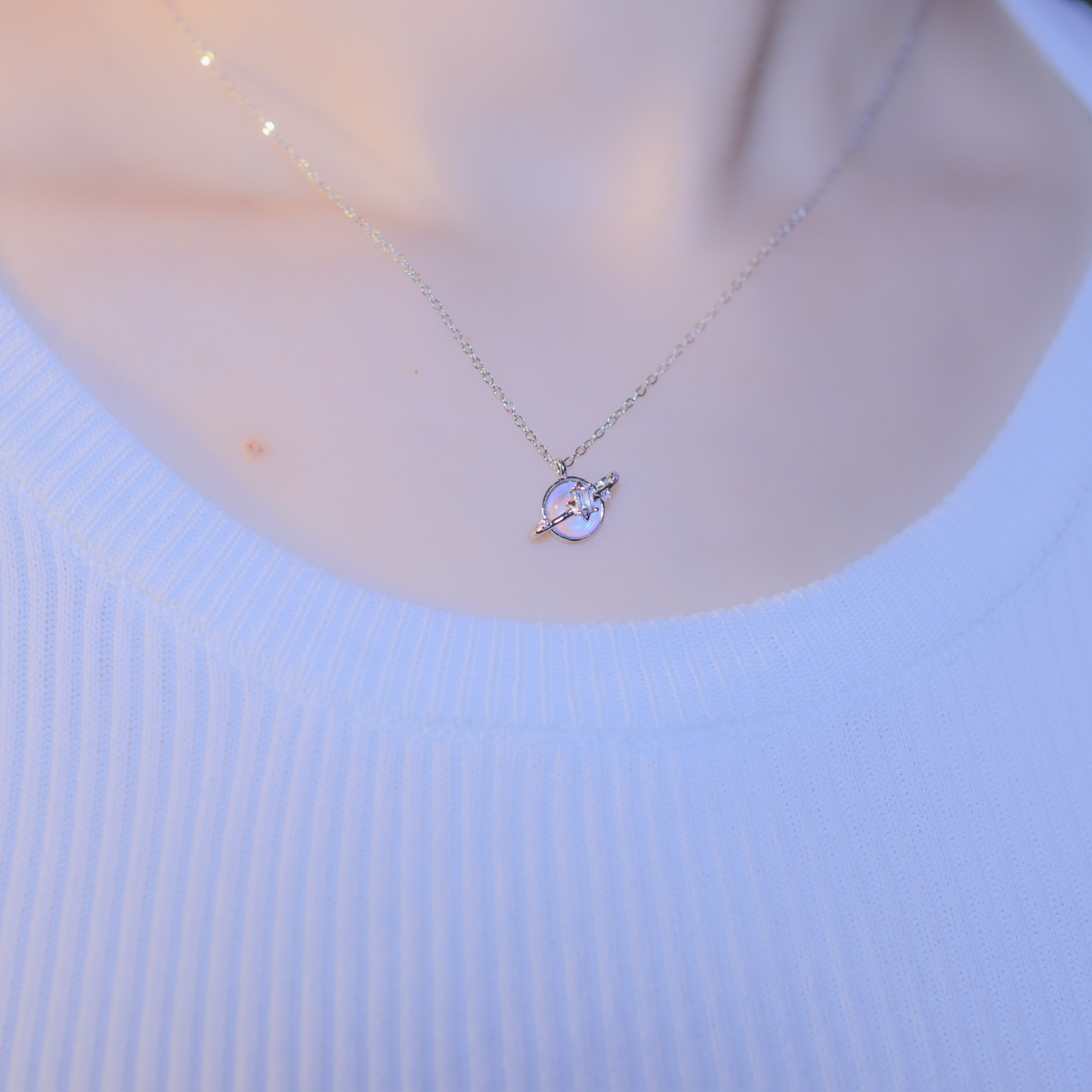 | 925 Silver・White Gold・Rose Gold | Planet Of Sugar Cube Necklace（Silver / Rose Gold） | NE0807 |
