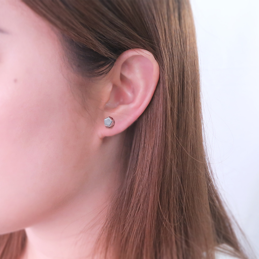 五角稜線 925純銀 針式耳環