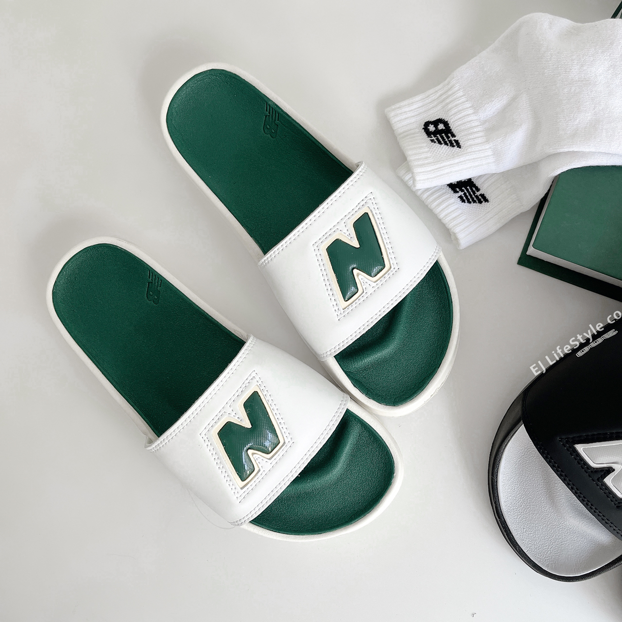 NEW BALANCE NB 拖鞋 泡棉 白 綠 黑 灰 奶油白 / 現貨