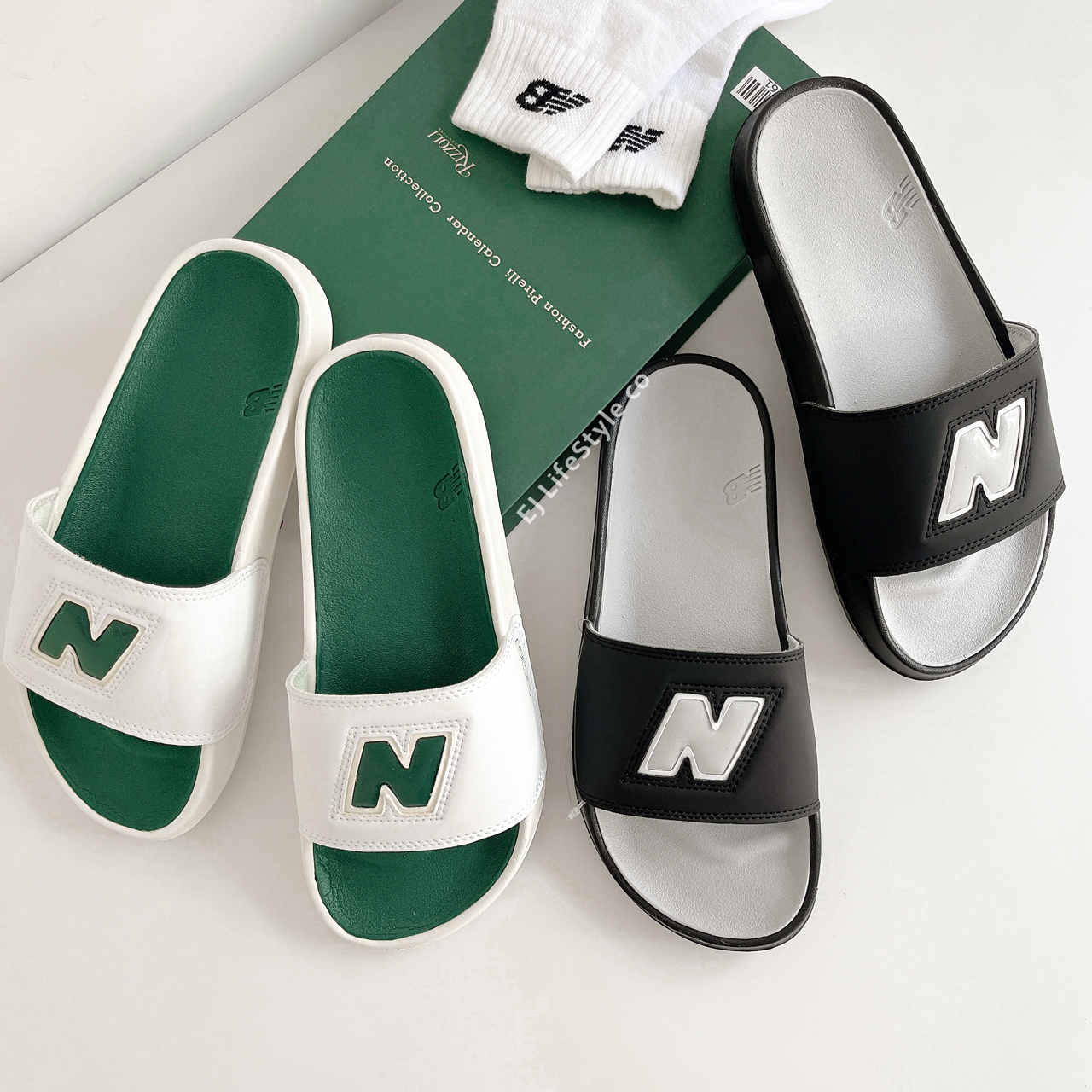 NEW BALANCE NB 拖鞋 泡棉 白 綠 黑 灰 奶油白 / 現貨