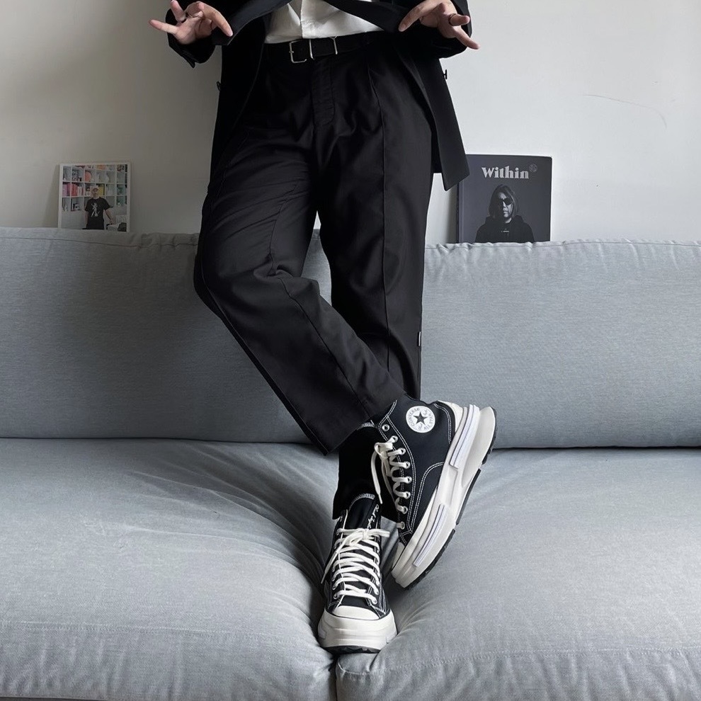 Converse Run Star Legacy CX 黑巧夾心 厚底 黑白 帆布鞋 高筒 鞋舌白字款 A00869C