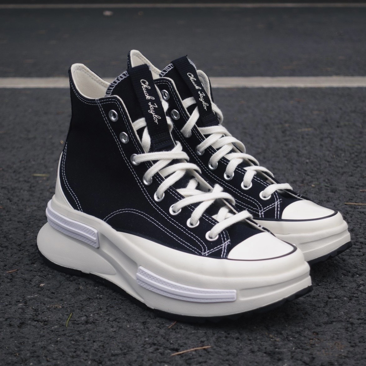 Converse Run Star Legacy CX 黑巧夾心 厚底 黑白 帆布鞋 高筒 鞋舌白字款 A00869C