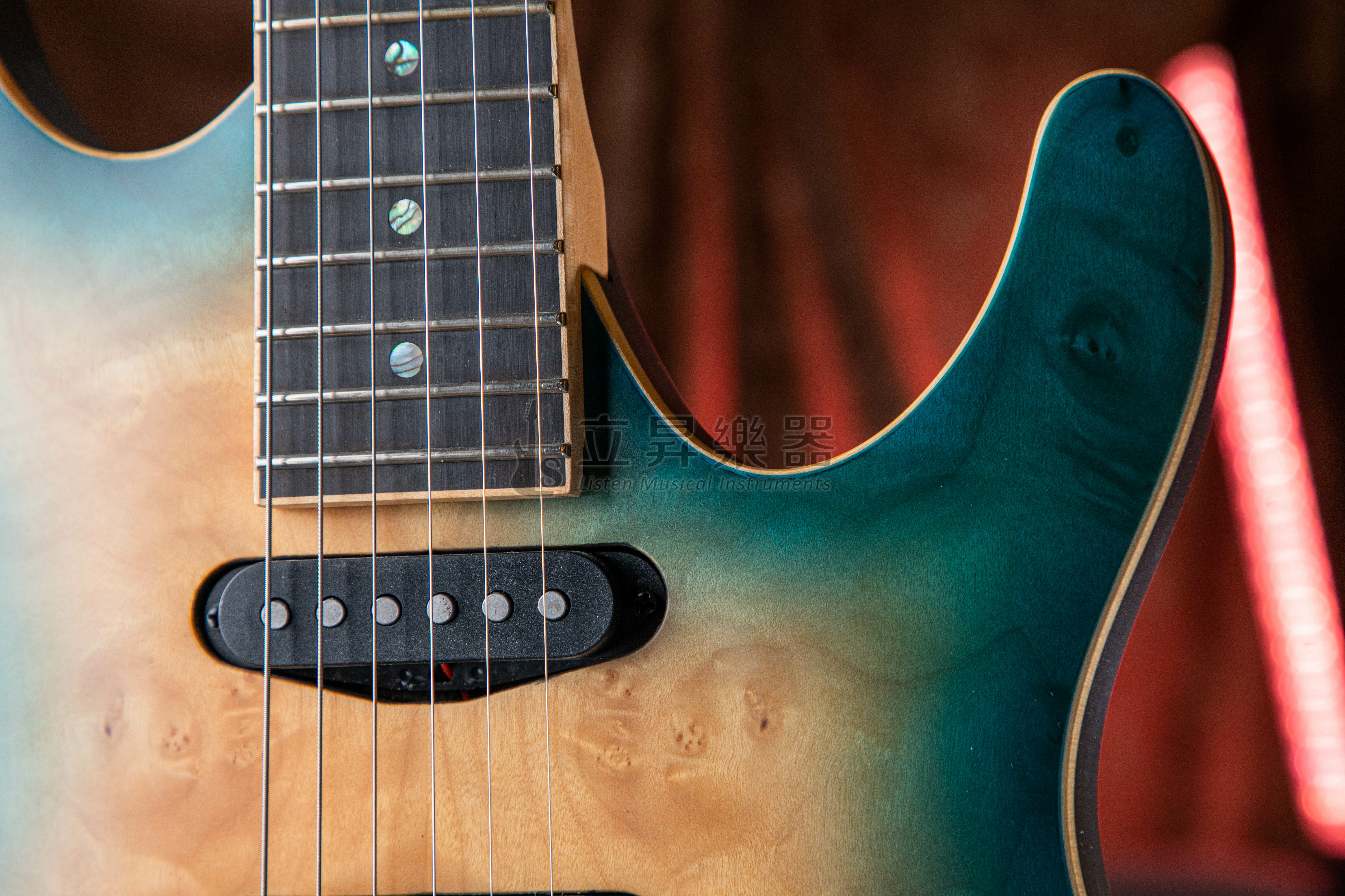 Ibanez Ibanez SA460MBW-SUB 單單雙 小搖座 楓木樹瘤面板 奧古曼琴身 楓木琴頸 夕陽藍色漸層 電吉他 第 4 張圖片｜三峽吉他 / Bass