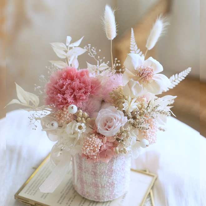 甜蜜粉桃永生康乃馨小香盆花