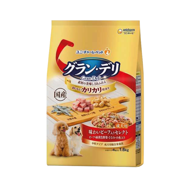 Unicharm｜成犬精選大餐：牛肉、野菜、雞柳、小魚 1.6kg (UIC-1646)