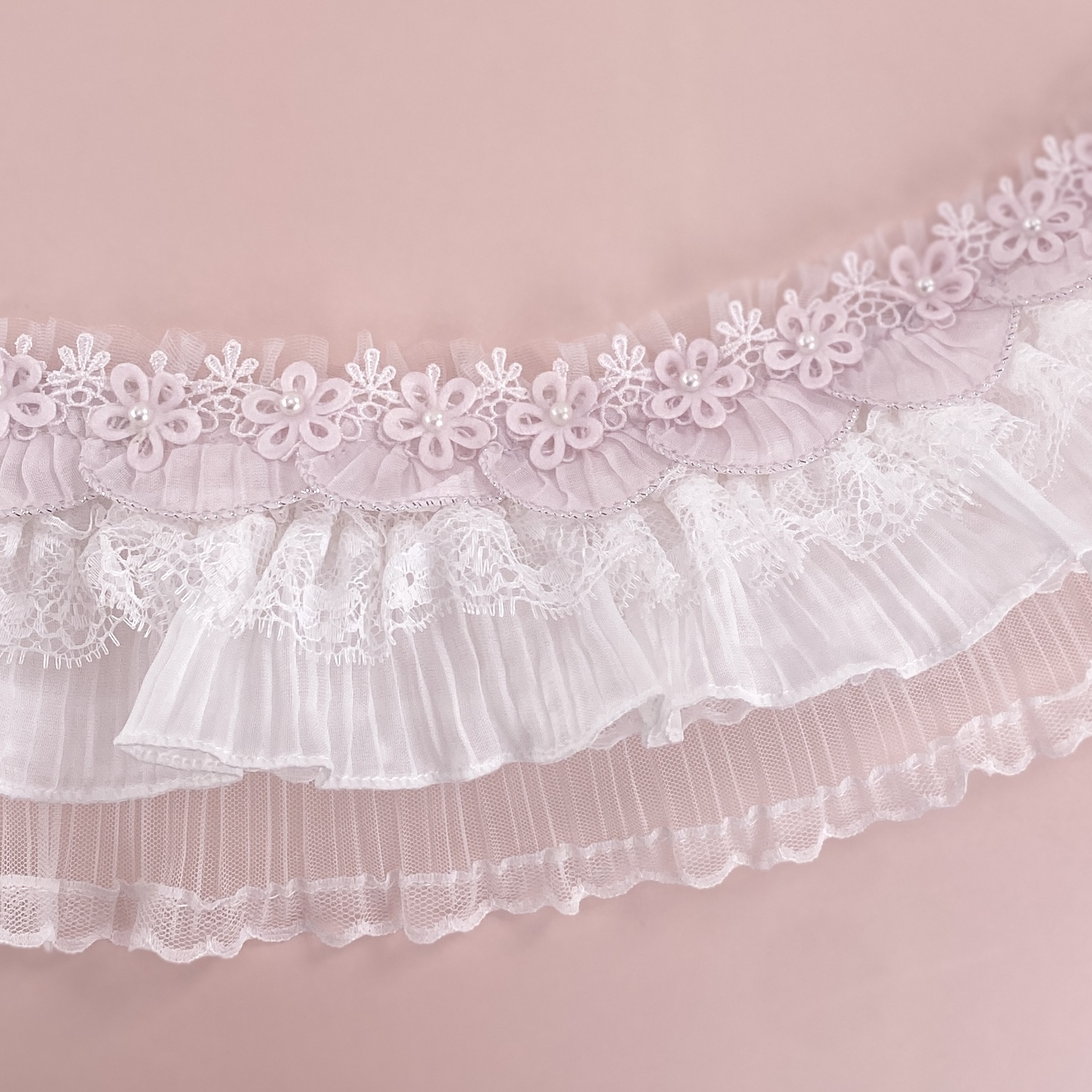 Pink Floral Lace Collar