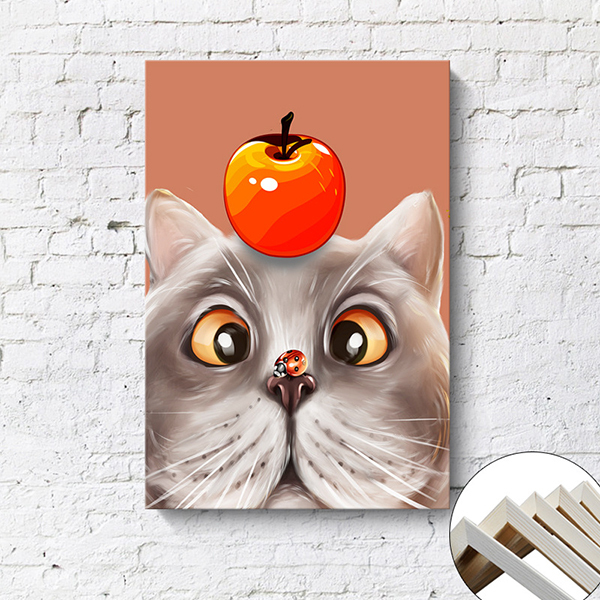 花朵與貓咪無框掛畫(福利品)