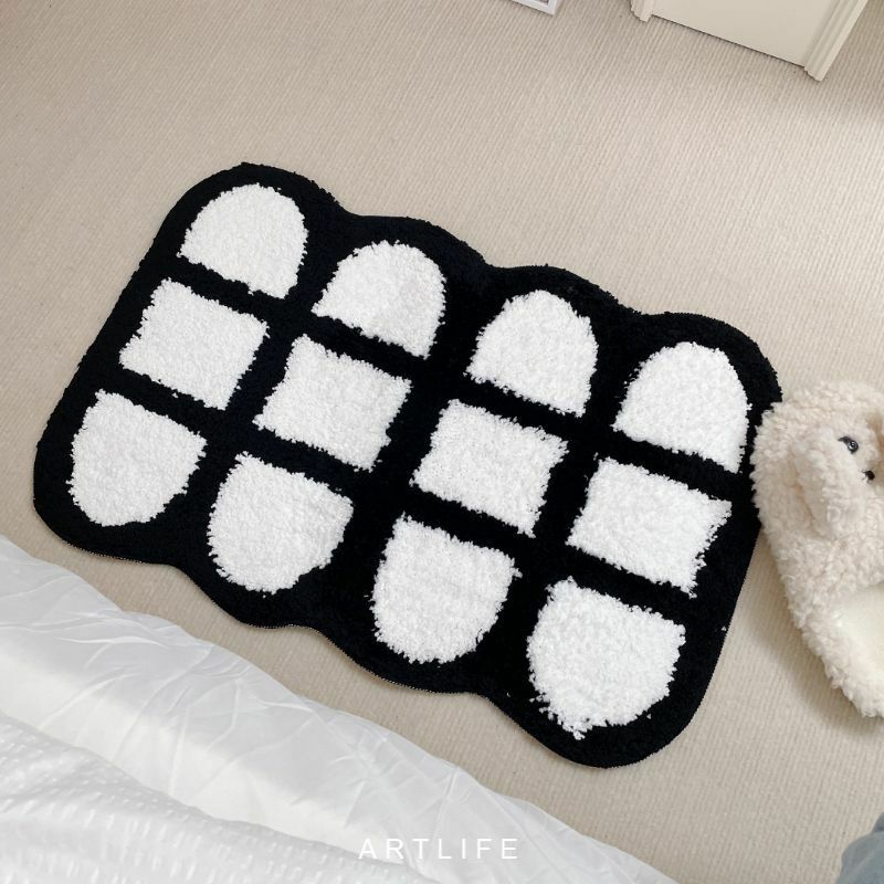 個性黑白配 軟綿造型地墊