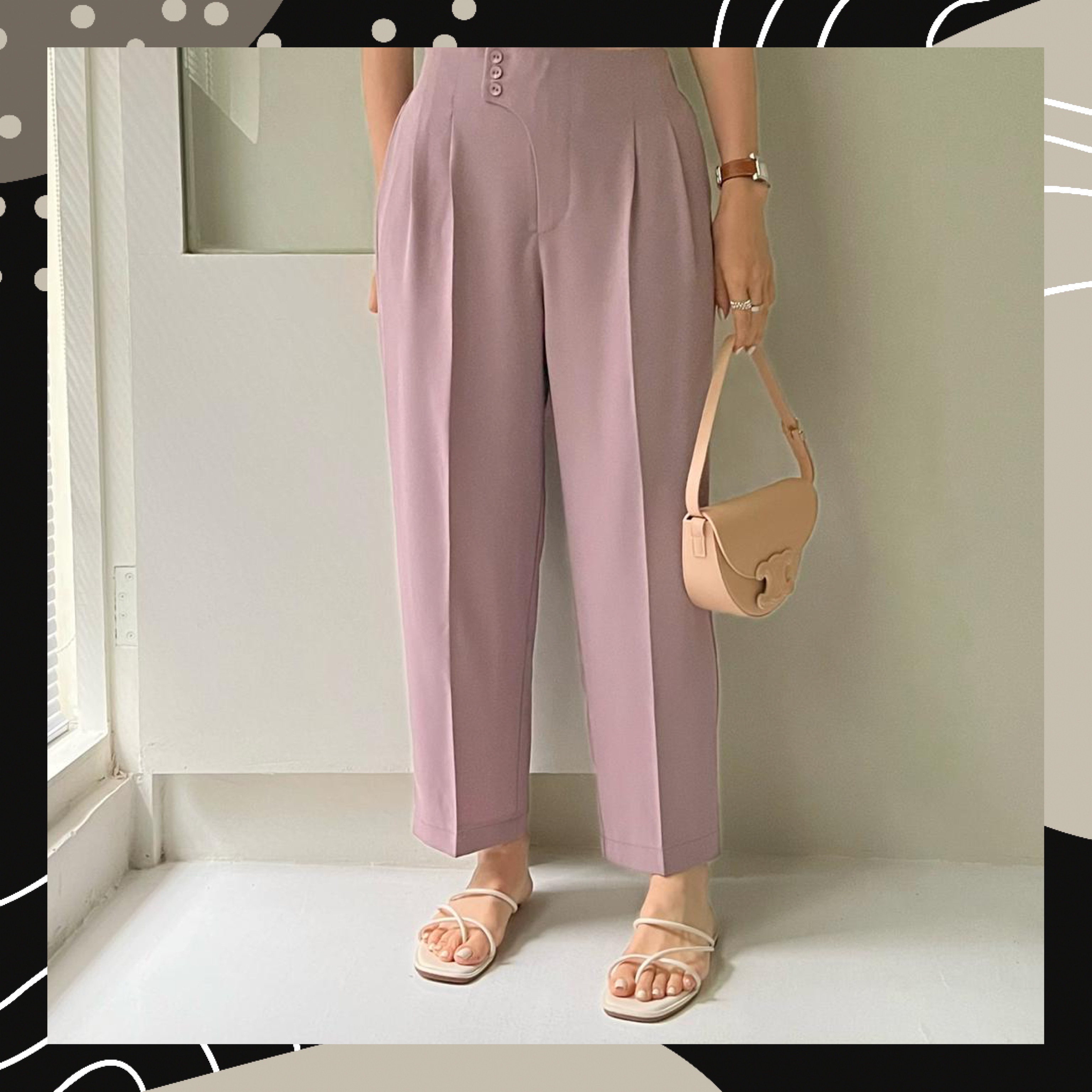 【BONNIE】三粒鈕後橡筋腰西褲