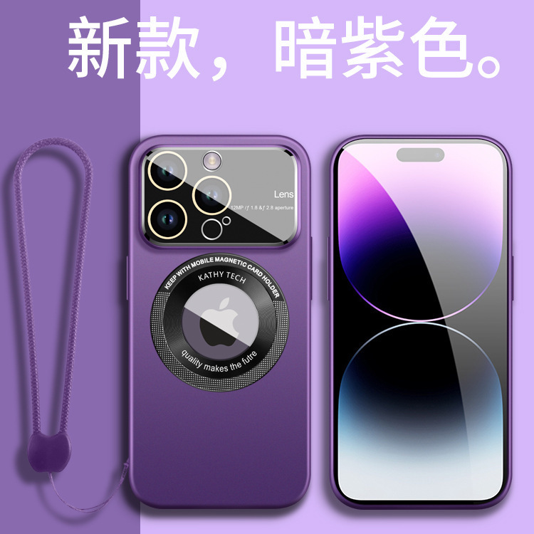 【大視鏡磨砂磁吸殼】極致輕薄防摔殼 4K鏡頭全包，精準防塵網 LOGO透明/適用於 iPhone 15系列14系列13系列12系列