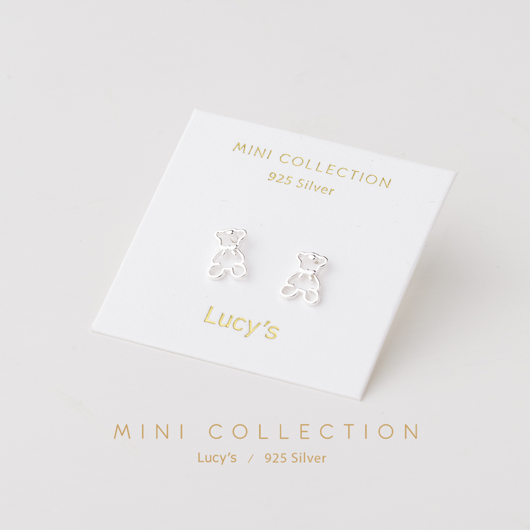 *925純銀〔輕銀系列〕輕描小熊 耳環 (106408)