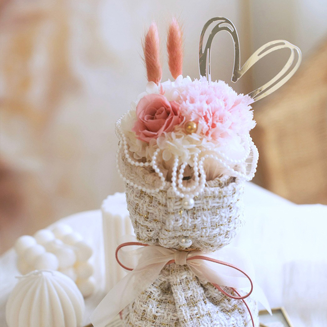 櫻花粉淺粉永生康乃馨小香花束